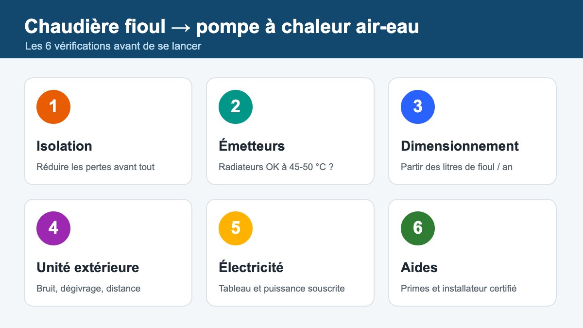 Les 6 vérifications avant de remplacer une chaudière fioul par une pompe à chaleur air-eau